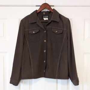Size 12 Brown Vintage Western Miss Alliage Women’s Button Up Shirt Jacket
